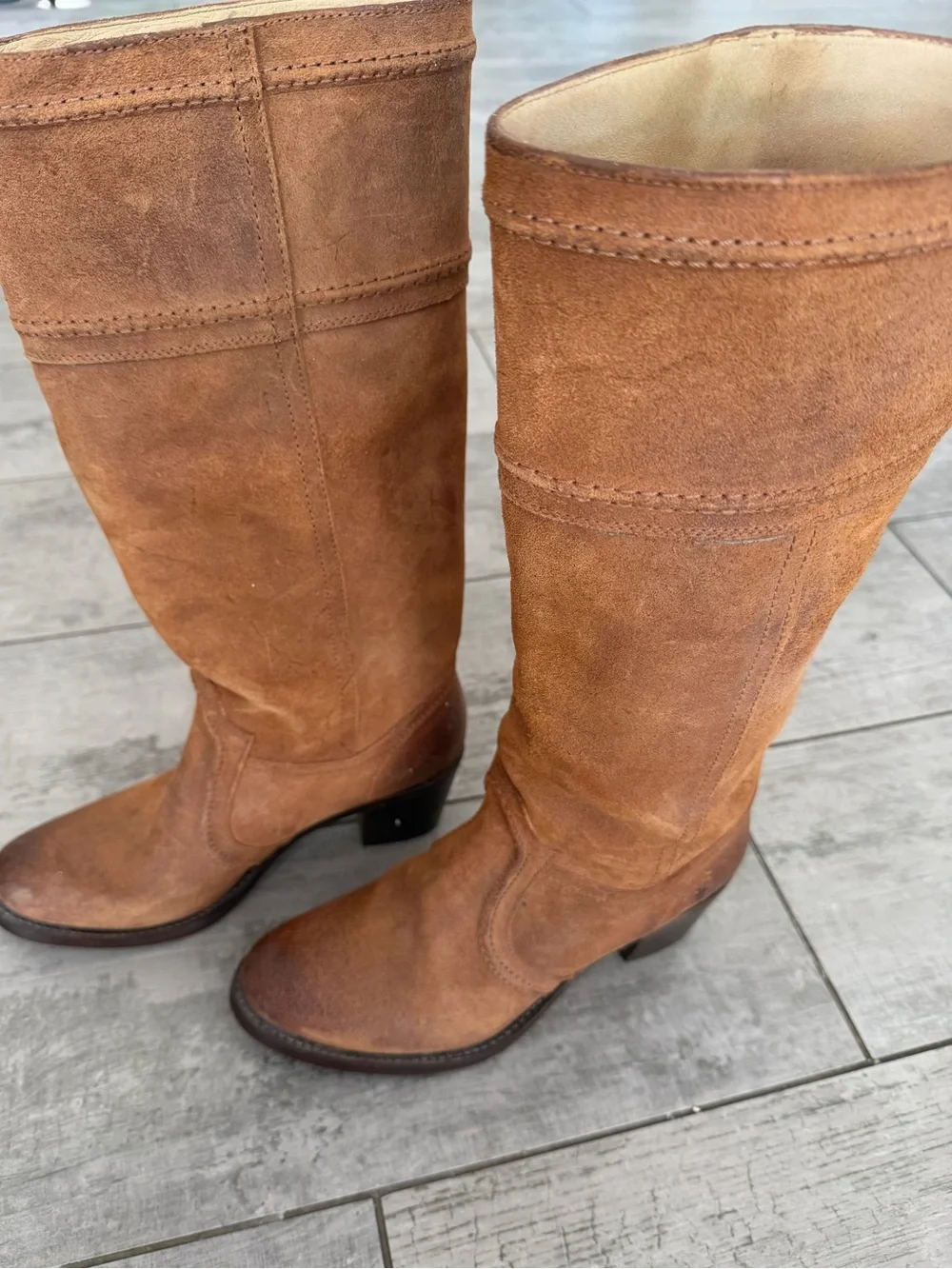 Frye Vintage Jane Camel/Brown Suede Womens 8.5 Riding Boots